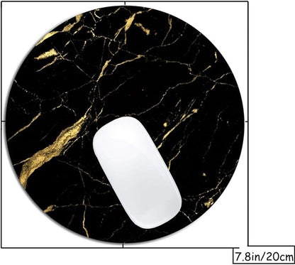 Black and Gold Marble Mouse Pad Round Non-Slip Rubber Mousepad Laptop Office - Image 2