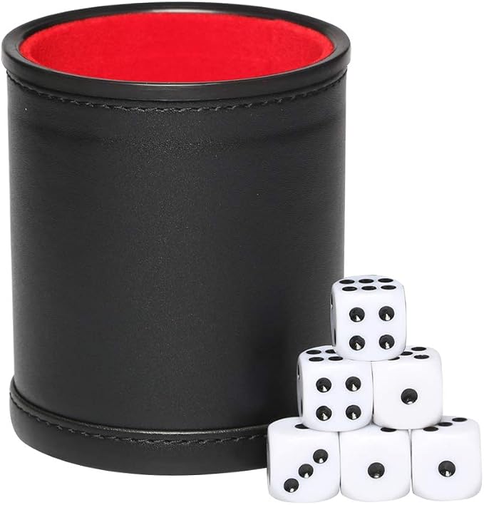 PU Leather Dice Cup Set, Felt Linning Dice Shaker by TOPTAN