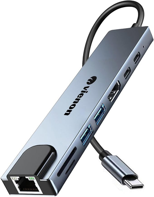 USB C Hub Ethernet HDMI Adapter, 8 in 1 Laptop Docking Station by vienon