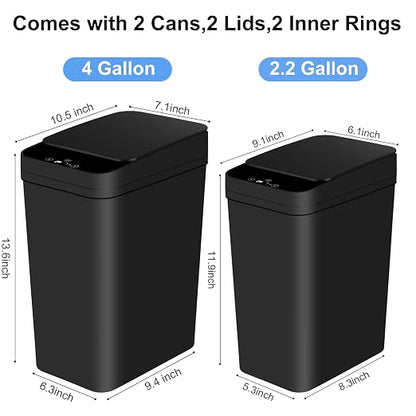 Anborry Bathroom Automatic Trash Can 2 Pack 2.2 Gal & 4 Gal Touchless Motion - Image 5