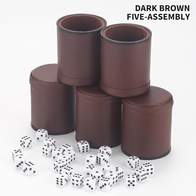 5 Pack PU Leather Dice Cups Velvet Felt-Lined Shaker Cups - Image 6