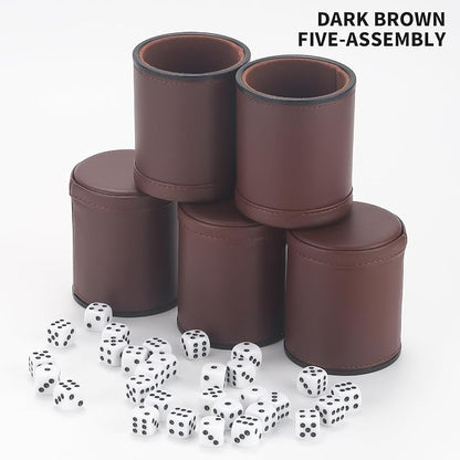 5 Pack PU Leather Dice Cups Velvet Felt-Lined Shaker Cups - Image 6