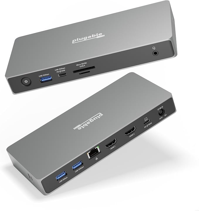 Plugable USB C Docking Station Dual Monitor, USB4 40G 100W Laptop Charging Dock by Plugable