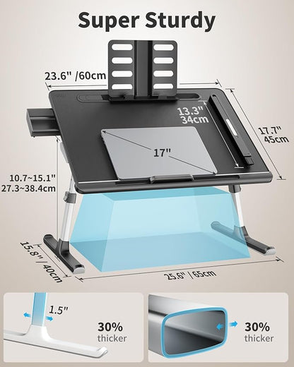 Laptop Bed Tray Desk with LED Desk Light, SAIJI Adjustable Laptop Stand - Image 7
