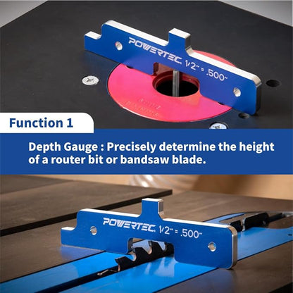 POWERTEC Router Setup Blocks Woodworking 7PC Set, Router Depth Gauge, Aluminum - Image 4