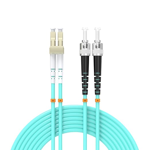 LC/UPC to ST/UPC Fiber Patch Cable OM3 4ft/1meters, 10Gb/Gigabit MultiMode by Buacoz