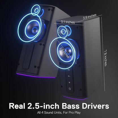 Redragon GS814 Stereo Desktop Speaker, 20W Output, 4 Real Units, BT 5.0/3.5mm - Image 4