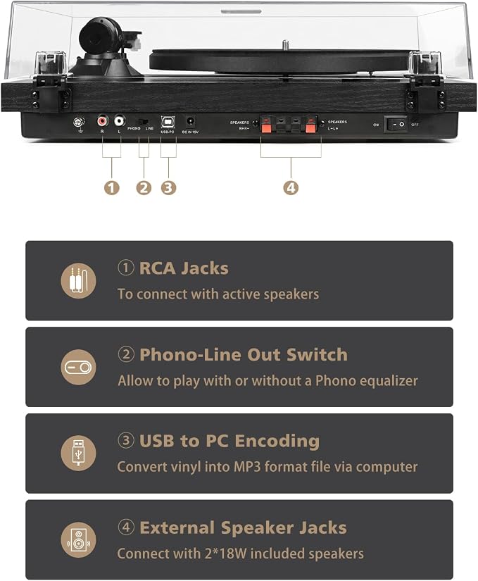 Record Player Vinyl Bluetooth Turntable - Image 4