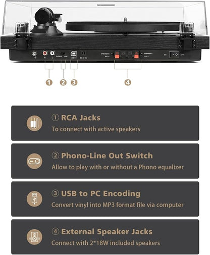 Record Player Vinyl Bluetooth Turntable - Image 4
