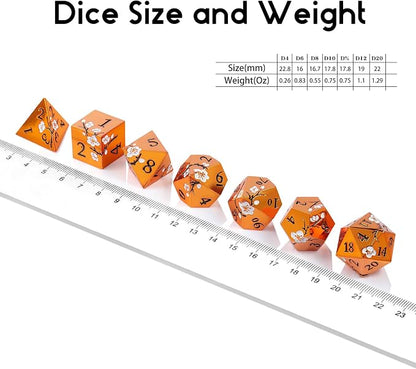 Orange Metal Dice D&D, DNDND 7 PCS Heavy Metallic DND Dice Set - Image 7