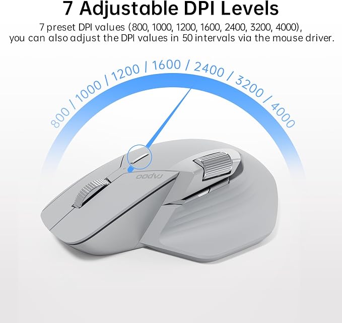 Rapoo MT760 Multi-Device Wireless Mouse, 11 Programmable Buttons, 4K DPI - Image 3