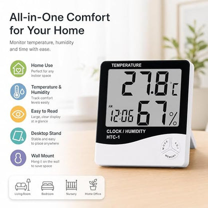 Digital Hygrometer & Thermometer – Indoor Temperature and Humidity Monitor - Image 2