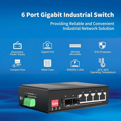 4-Port Hardened Industrial Gigabit 2+ Managed DIN-Rail Switch, 4x10/100/1000 - Image 2
