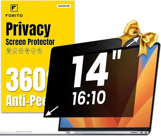 F FORITO 14 Inch 16:10 Laptop Privacy Screen Protector, 360° Anti Peeping and by FFORITO