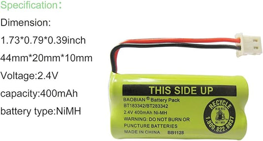 2.4V 400mAh Cordless Home Phone Battery Compatible - Image 2