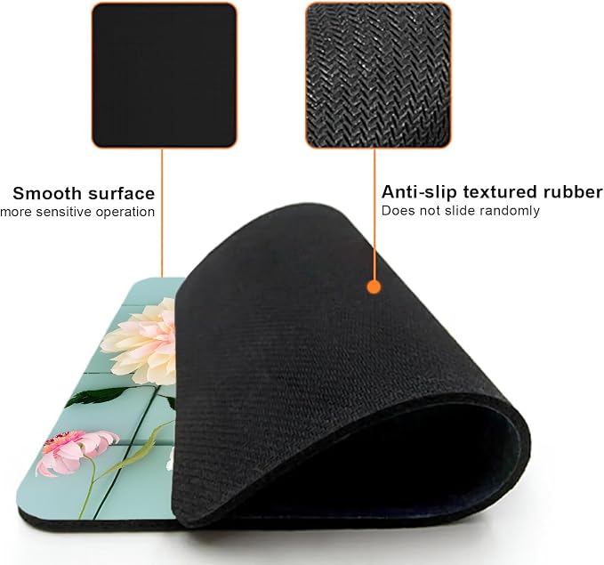 Mouse Pad, Cute Blue Wood Beautiful Flower Mouse Pads - Image 3