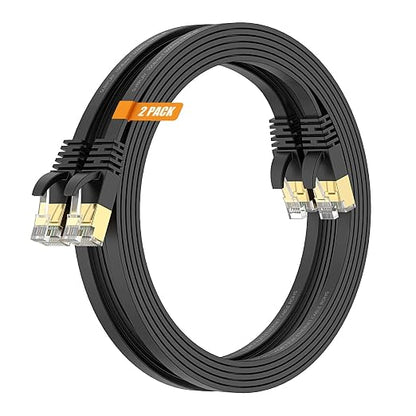 Cat7 6FT Ethernet Cable Flat-Black-10Gbps-600Mhz Ultra Slim High Speed Double - Image 9