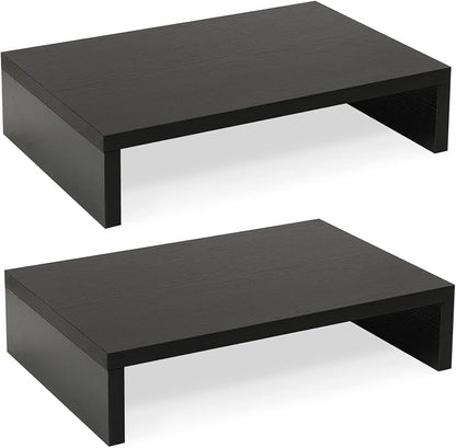 TEAMIX Wood Monitor Stand Riser-2 Pack, 2 Tier Adjustable Monitor Stand Dual by TEAMIX