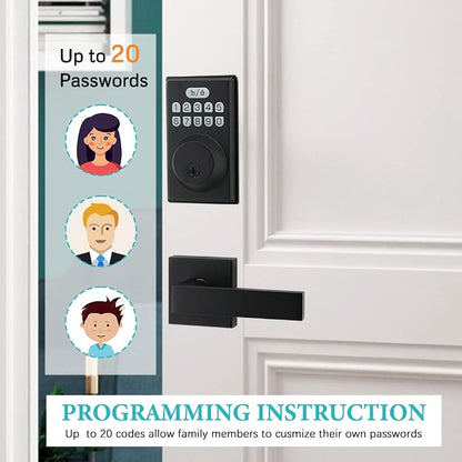 Keyless Entry Door Lock with 2 Handles, Electronic Keypad Deadbolt Front Door - Image 5