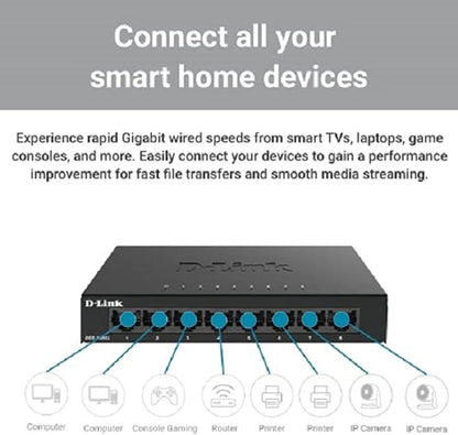 D-Link 8-Port Gigabit Unmanaged Ethernet Switch, Sturdy Metal - Image 3