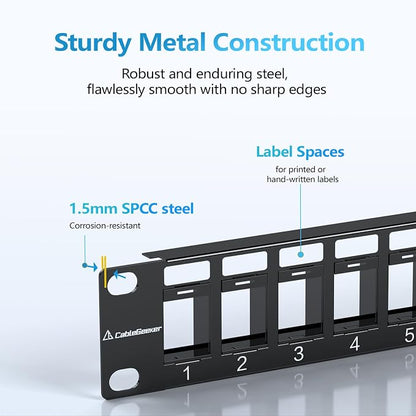 CableGeeker 24 Port Blank Keystone Patch Panel - Image 3