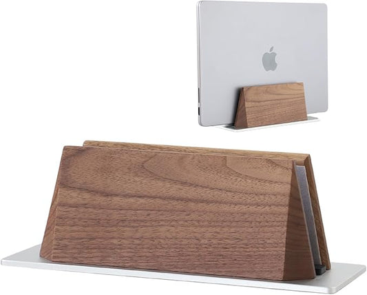 muso wood Vertical Laptop Stand, Walnut Laptop Holder Desktop Stand by Musowood