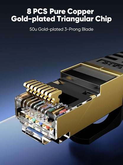 Cat 8 Ethernet Cable 6 FT Flat, High Speed 40Gbps 2000Mhz Braided Internet Cable - Image 4