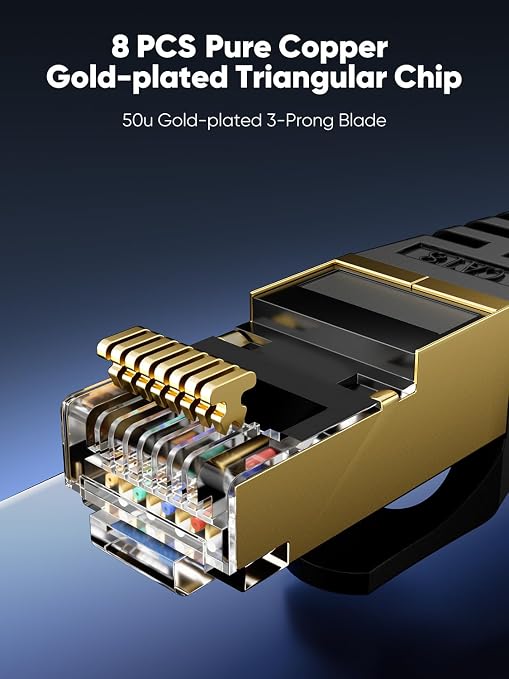 Cat 8 Ethernet Cable 75 FT Flat, High Speed 40Gbps 2000Mhz Braided Internet - Image 4