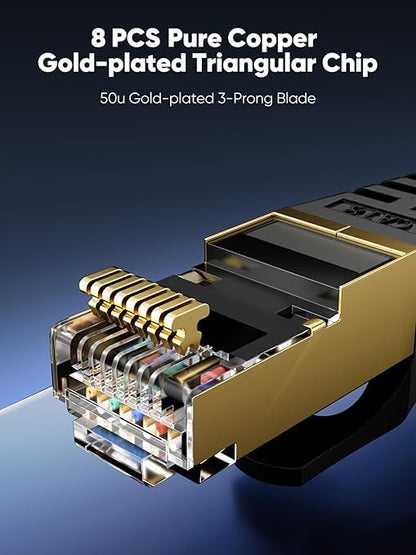 Cat 8 Ethernet Cable 200 FT Flat, High Speed 40Gbps 2000Mhz Braided Internet - Image 4