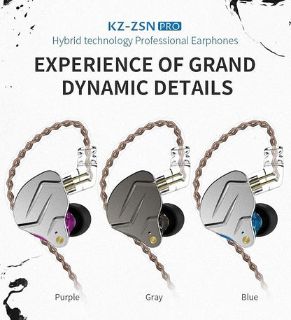 KZ ZSN Pro Dual Drivers 1BA 1DD in Ear Earphones HiFi Power Bass Earbuds - Image 3