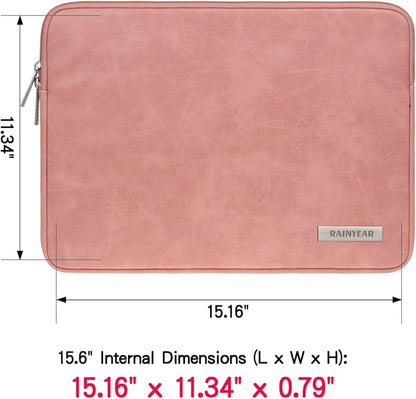 RAINYEAR 15.6 Inch Laptop Sleeve Protective Case PU Suede Leather Zipper Padded - Image 3