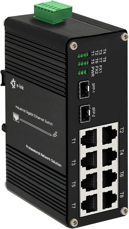 Industrial 8 Port Gigabit Ethernet POE+ Switch DIN Rail Mount 8 port RJ45 by Steloproad