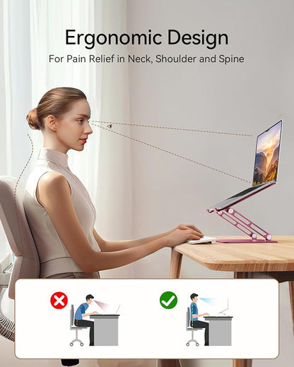 Foldable Aluminum Laptop Stand for 10-17.3" Laptops, Height Adjustable Portable - Image 2