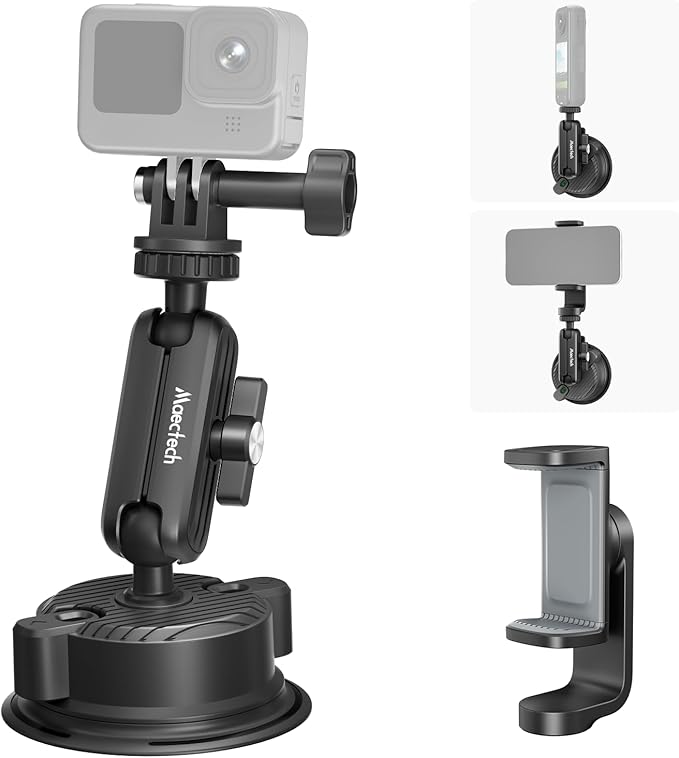 Suction Cup Mount for Car Camera Mounts for Go Pro Car Mount Windshield Mount by Maectech