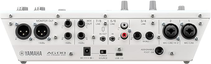 Yamaha AG08 White 8-Channel Live Streaming Loopback Mixer/USB Interface - Image 3