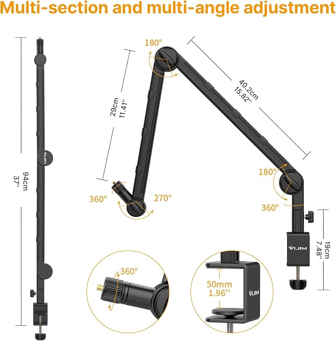 PICTRON VIJIM LS25 Camera Desk Mount, Flexible Overhead Webcam Stand - Image 5