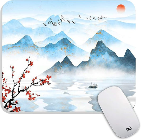 Square Mouse Pad Ink Painting Landscape, Personalized Premium-Textured Custom by Armanza