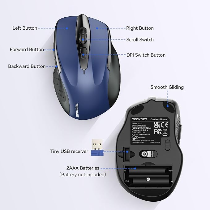 TECKNET Wireless Mouse for Laptop, Silent Mouse Quiet Click, Computer Mice - Image 8