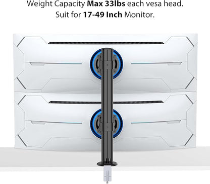 BEWISER Dual Monitor Stand Desk Mount- Vertical Heavy Duty Monitor Riser Fits - Image 2
