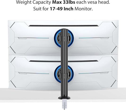 BEWISER Dual Monitor Stand Desk Mount- Vertical Heavy Duty Monitor Riser Fits - Image 2