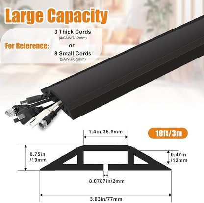 10 ft Cord Covers for Wires on Floor, Heavy Duty PVC Duct Floor Cord Cover - Image 5