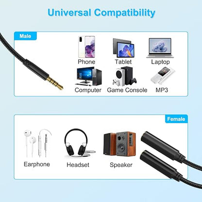 3.5mm TRRS Splitter for 2 Headphones 1FT 2-Pack, Dual Support Audio & Mic - Image 7