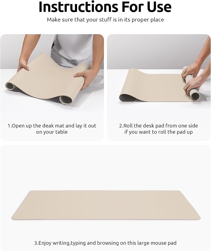 YSAGi Leather Desk Protector, Office Mat, Large Mouse Mat, Non-Slip PU Leather - Image 9
