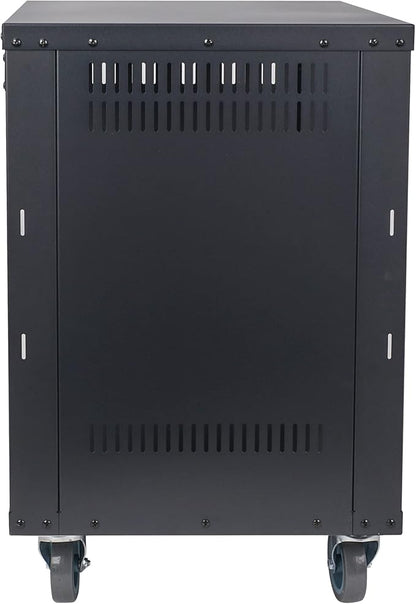 Sound Town 12U Universal Steel Rack, w/Mesh Doors, Locking Casters, Vented Side - Image 5