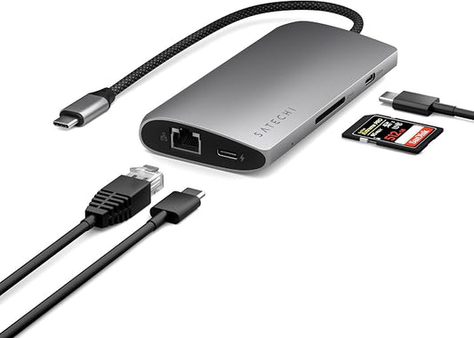 Satechi 8 in 1 USB C Hub Multiport Adapter V3, 8K HDMI, 100W Charging, 4 USB by Satechi