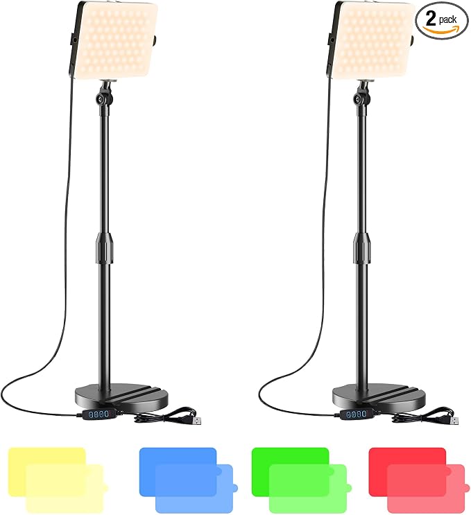 2-Pack LED Video Light with Stand, Home Studio Back Lights, Photo Lights with by Mionondi