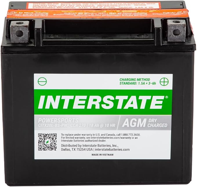 Interstate Batteries YTX20HL-BS 12V 18Ah Powersports Battery 270CCA - Image 2