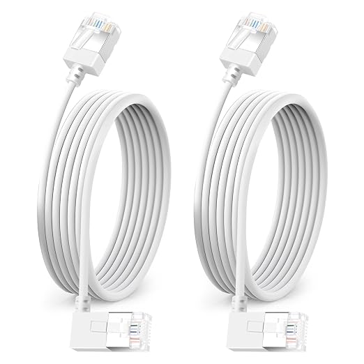 Ultra Thin Cat 6A Ethernet Cable 90° Degree Right Angled 1.6 Feet 2Pack by DUTEVOLNS