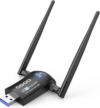 Tri-Band WiFi 6E Adapter for Desktop PC: QGOO USB 3.0 Axe 5400 Wireless Network by QGOO