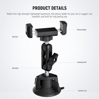 NEEWER Phone Holder for Your Car, 360° Rotating Vacuum Suction Cup Metal Cell - Image 5